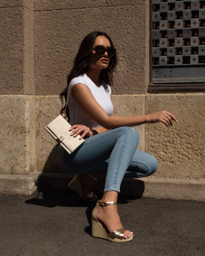 TH Sandals FLAG METALLIC HIGH WEDGE ESPAD